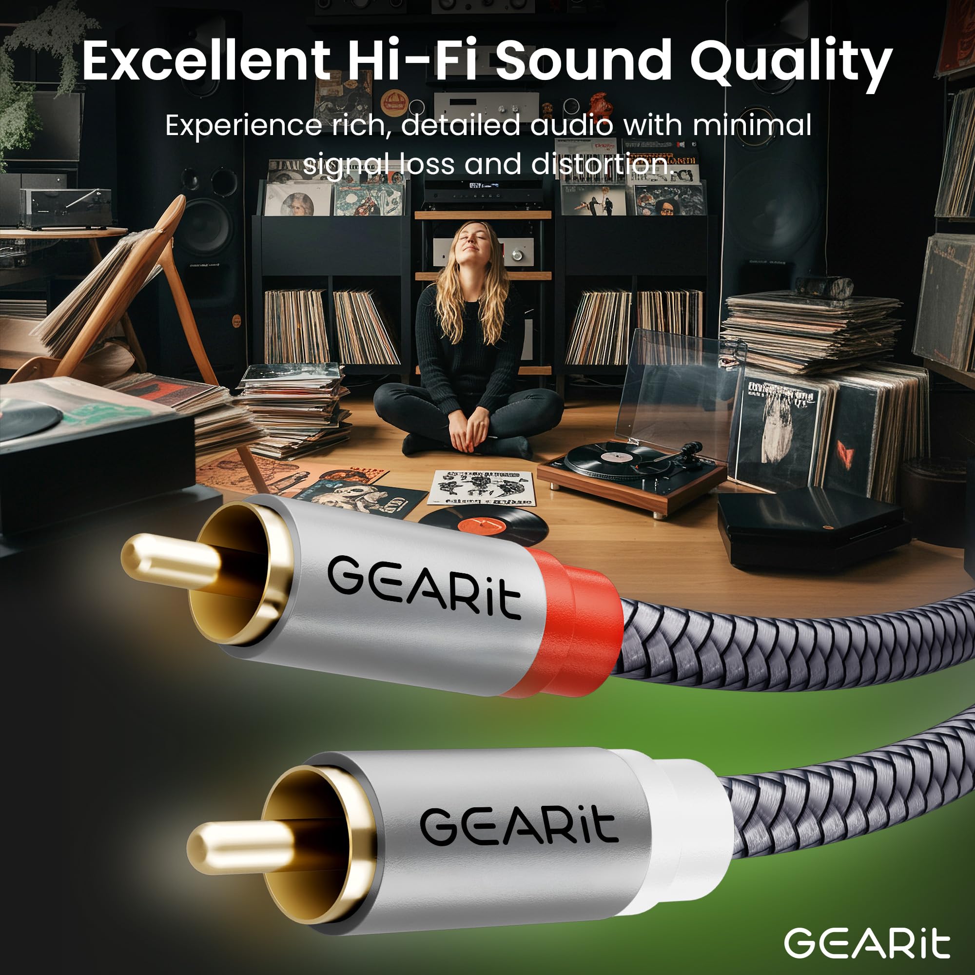 Amazon | GEARit RCAケーブル (6.6フィート) 2RCAオスから2RCAオス